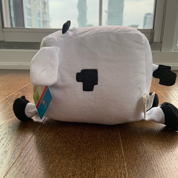 Nanco Pixel M8 Plush white cow Stuffed Animal Toy NWT Square 6" Soft - Picture 2 of 8